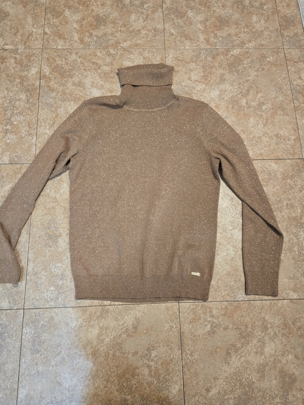 Calvin Klein Metallic Brown Turtleneck Sweater